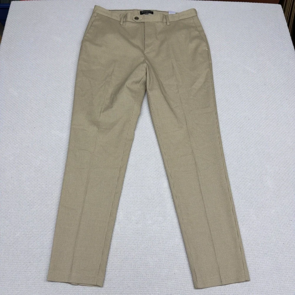Banana Republic Pants Mens 34x34 Slim Tapered Houndstooth Tan Brown Preppy Retro